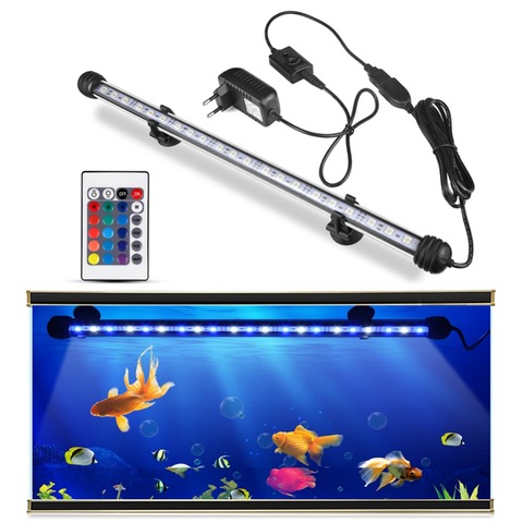 IP68 Водонепроницаемый светодиодный аквариумный светильник RGB с европейской вилкой, светодиодный светильник для аквариума, аквариумный светильник, Погружной подводный светильник 19-49 см ► Фото 1/6