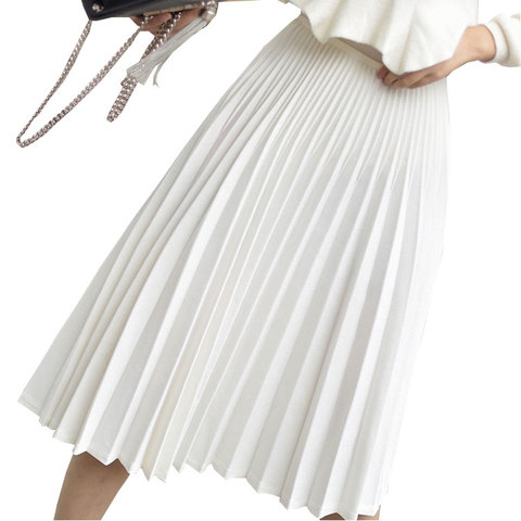 Женская плиссированная юбка, элегантная белая длинная юбка средней длины с высокой талией, весна 2022 ► Фото 1/6
