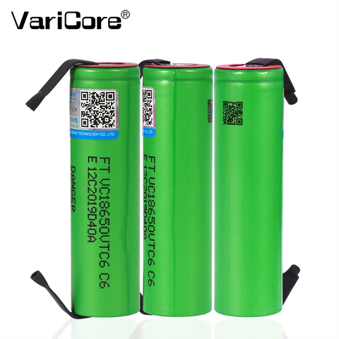 Литий-ионный аккумулятор VariCore VTC6, батарея US18650VTC6, 3,7 В, 3000 мА·ч, 18650, непрерывная разгрузка 30 А, никелевая обшивка, для электронных сигарет, инс... ► Фото 1/3