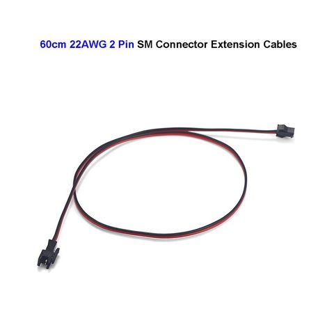 Электрический медный кабель SM JST, 2 Pin, 22AWG, 60 см, с разъемом типа «Мама-папа», светодиодный, жесткий ► Фото 1/6