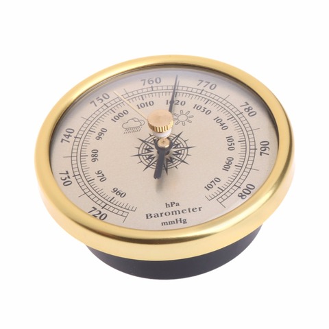 Настенный барометр 72 мм 1070hPa золотого цвета с круглым циферблатом, метеостанция, тестовые инструменты ► Фото 1/6