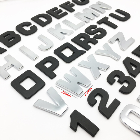 Автомобильный Стайлинг, 25 мм, 3D хромированные металлические буквы «сделай сам», Цифровой алфавит, эмблема, автомобильные наклейки, логотип, ... ► Фото 1/6