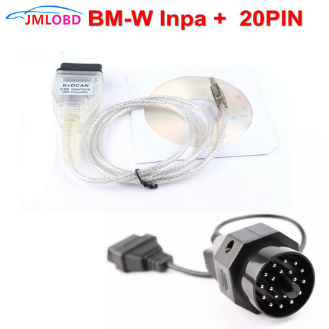 2022 Диагностический кабель для BM-W INPA K CAN Inpa K DCAN USB OBD2 интерфейс INPA Ediabas + 20pin разъем 20 pin кабель ► Фото 1/5