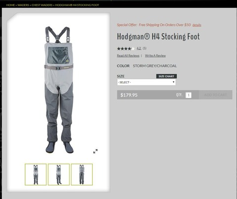 Вейдерсы HODGMAN H4 Stockingfoot Storm Grey Charcoal для горной рыбалки ► Фото 1/6