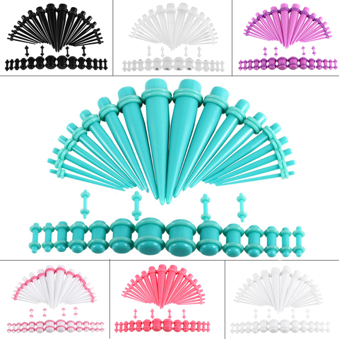 36 шт./лот Горячие акриловые смешанные цвета ушные отверстия конусные и заглушки растягивающиеся наборы тела туннель Расширения тела пирсин... ► Фото 1/6