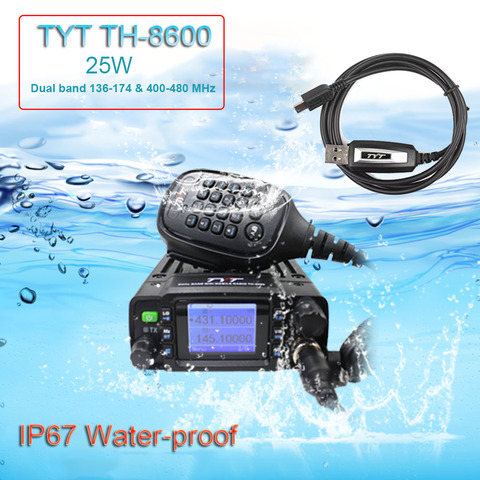 TYT мини-радиоприемник, IP67 водонепроницаемый двухдиапазонный 136-174 МГц/400-480 МГц 25 Вт любительский автомобильный радиоприемник TH8600 woki toki + USB ка... ► Фото 1/6