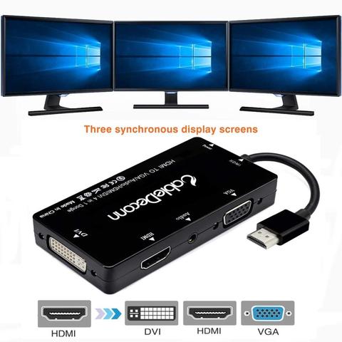 Кабель-переходник CableDeconn HDMI-HDMI VGA DVI с разъемом 3,5 мм и адаптером питания Micro USB для ноутбука ► Фото 1/6