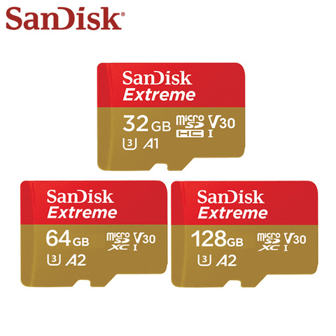 Карта памяти SanDisk Extreme 32 ГБ, A1, 64 ГБ, 128 ГБ, A2, SDXC, U3, 4K, высокоскоростная карта Micro SD, карта памяти Microsd, 100% оригинал ► Фото 1/6