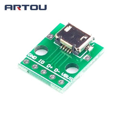 1 шт., разъем адаптера Micro USB Для DIP 2,54 мм, плата модуля, гнездо 5Pin Pinboard 2,54 мм, Micro USB PCB тип деталей ► Фото 1/6