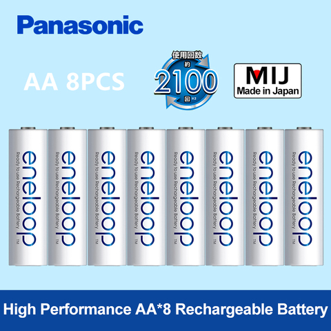 Panasonic 8 шт. AA Аккумуляторная батарея 1,2 В 2000 мАч предварительно заряженные Ni-MH Eneloop батареи для Камеры Flash/игрушки/пульт дистанционного управл... ► Фото 1/4