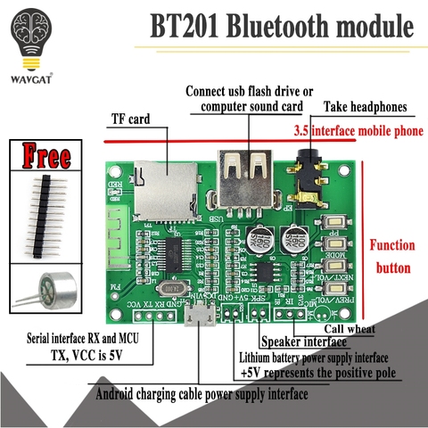 BT201 двойной режим 5,0 Bluetooth без потерь аудио усилитель мощности плата модуль Tf карта U диск Ble Spp последовательный порт прозрачный Транс ► Фото 1/6