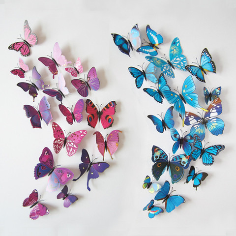 3D наклейки на стену в виде бабочек из ПВХ, настенные наклейки для детской комнаты, наклейки на стену в виде бабочек, наклейки на стену в виде цветов для кухни и детей ► Фото 1/6