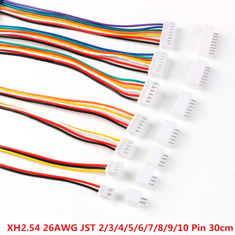 10 комплектов, JST XH2.54 XH 2,54 мм, коннектор для кабеля, 2/3/4/5/6/7/8/9/10 Pin, Штекерный разъем, 300 мм, провод 26AWG ► Фото 1/5