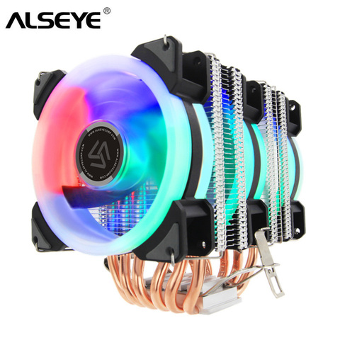 ALSEYE кулер для процессора 6 Heatpipe 3 RGB вентилятор 4pin ШИМ 90 мм куллер для процессора Высокое качество процессор охлаждения новое поступление ► Фото 1/6