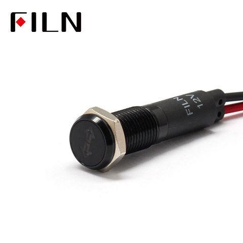Светодиодный индикатор FILN 8 мм для приборной панели автомобиля, левый и правый указатель поворота, красный, желтый, белый, синий, зеленый, 12 В, светодиодный светильник с кабелем 20 см ► Фото 1/6