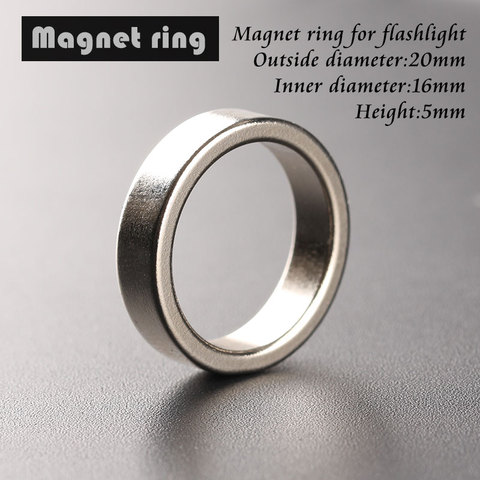 Магнитное кольцо для фонарика, наружный диаметр 20 мм, внутренний диаметр 16 мм, высокий 5 мм ► Фото 1/3