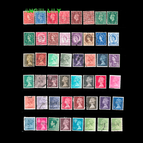 45 шт Англия Великобритания бывшие в использовании почтовые марки с почтовой отметкой маленького размера ► Фото 1/1