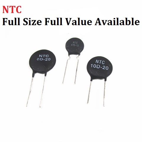 Термистор NTC 2.5D 3D 5D-7 5D-9 5D-11 5D-15 5D-20 8D-20 10D-9 10D-11 10D-13 10D-15 10D-20 10D-25 47D-15, терморезистор, 10 шт. ► Фото 1/1