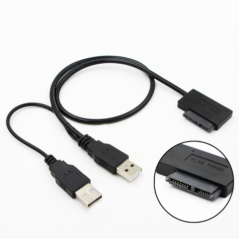 Тонкий SATA Кабель USB 2,0 к 6 7 13pin с внешним источником питания USB для ноутбука ► Фото 1/5