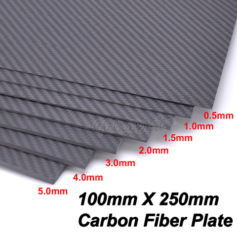 Матовая карбоновая панель, 0,5-5 мм, 100 мм X 250 мм, 3K, листы из высокопрочного композитного материала, углеродное волокно, 100x250мм ► Фото 1/5