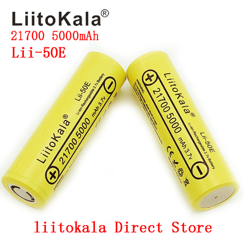 Аккумуляторная батарея LiitoKala 21700, 5000 мАч, 40A 3,7 В 10C разряжаемые аккумуляторы высокой мощности для высокомощных приборов ► Фото 1/1