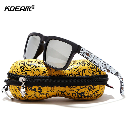 Мужские очки с поляризацией KDEAM, черные матовые солнцезащитные очки в оправе, подходящие для глаз Play-Cool солнцезащитные очки с чехлом ► Фото 1/5