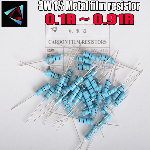 Металлический пленочный резистор, 10 шт., 3 Вт, 1% 0,1 0,12 0,15 0,18 0,2 0,22 0,24 0,27 0,33 0,3 0,36 0,43 0,39 0,56 0,47 0,5 0,62 0,68 0,75 Ом ► Фото 1/2