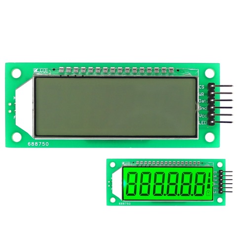 Модуль ЖК-дисплея с зеленой подсветкой, 2,4 дюйма, 6-значный 7-сегментный драйвер HT1621, IC с десятичной точкой для Arduino ► Фото 1/3