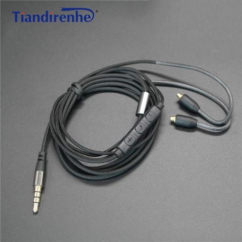 Обновленный кабель MMCX с микрофоном для Shure SE215, SE535, SE846, SE425, проводная гарнитура для iPhone, Android, IOS ► Фото 1/6