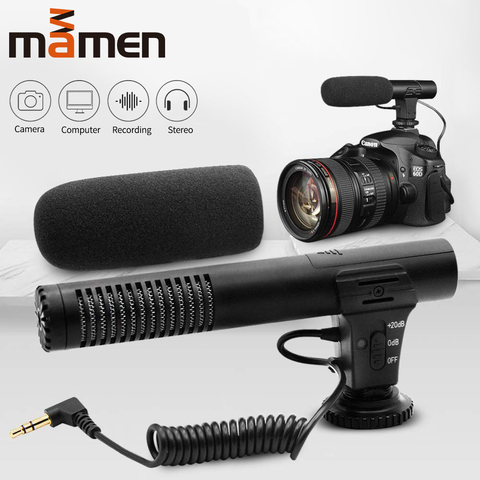 Конденсаторный микрофон MAMEN для видеосъемки, штекер 3,5 мм, Студийный микрофон для камеры, компьютера, для цифровой зеркальной камеры Nikon, Canon ► Фото 1/6
