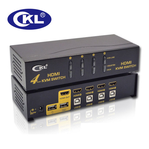 CKL USB HDMI KVM переключатель с 4 портами без кабеля, ПК МОНИТОР клавиатура мышь переключатель с поддержкой порта Hotkey Автосканирование 1080P 3D CKL-94H ► Фото 1/6