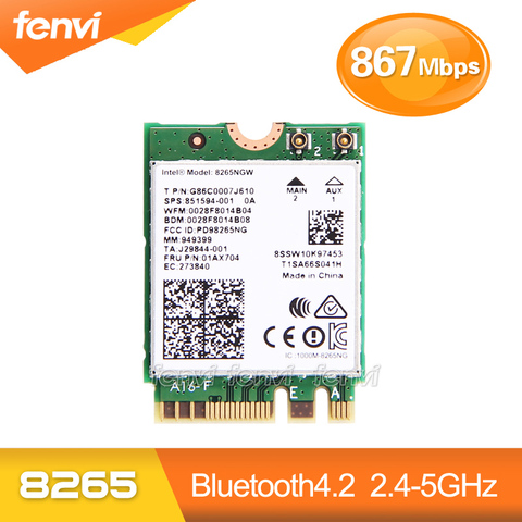 Двухдиапазонная беспроводная Wi-Fi карта Fenvi 867 Мбит/с для 8265NGW 802.11ac Bluetooth 4,2 8265ac NGFF Wi-Fi Wlan сетевой адаптер 2,4 ГГц/стандарт ► Фото 1/5
