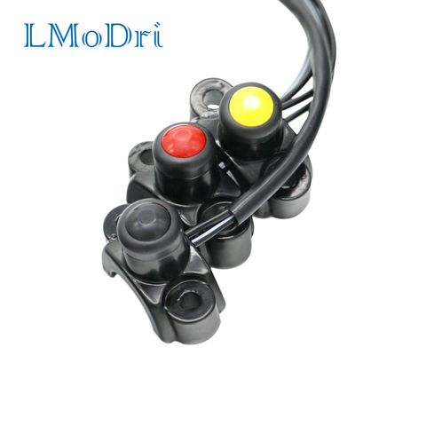 LMoDri 1 шт. универсальные переключатели для мотоцикла, красный/желтый цвет, алюминиевый кронштейн на руль, налобный фонарь, кнопка запуска, лам... ► Фото 1/6