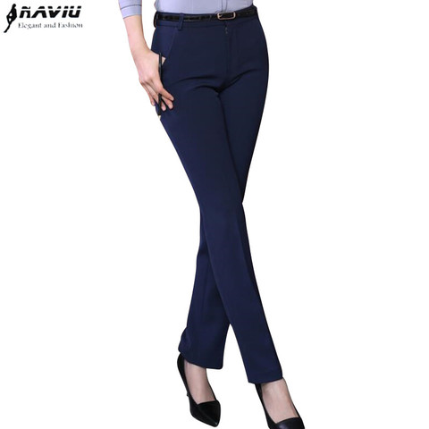 Naviu новые модные высококачественные женские брюки большого размера деловые офисные брюки приталенные Стильные прямые брюки ► Фото 1/6