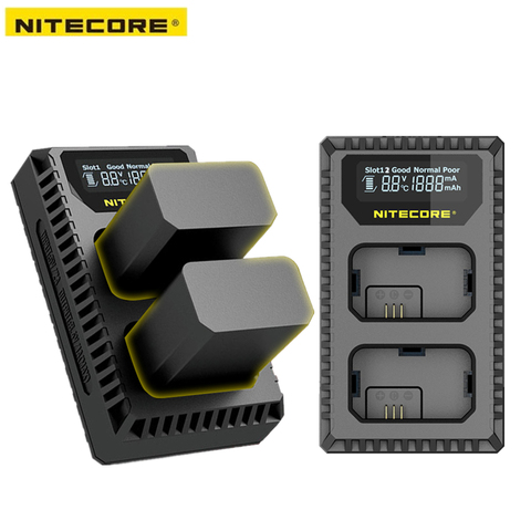 Цифровое дорожное зарядное устройство Nitecore USN1 с двумя слотами для камеры Sony NP-FW50 батареи совместимы с a6500 a7 a7II a7R a7R2 a7s ► Фото 1/6
