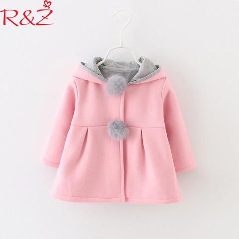 R & Z Детская куртка осень-зима 2022, новая куртка для девочек с мультяшными кроличьими ушками, детское толстое хлопковое пальто с капюшоном ► Фото 1/6