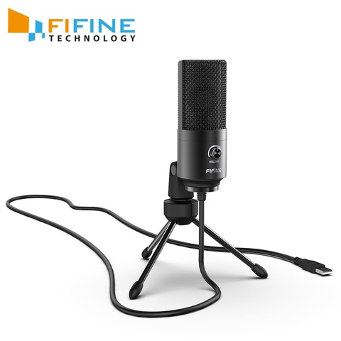 Fifine USB конденсаторный игровой микрофон для ноутбука, Windows, студийная запись, встроенная звуковая карта ► Фото 1/6