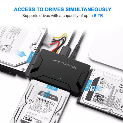 Адаптер SATA-USB IDE, кабель USB 3,0 2,0 Sata 3 для жестких дисков 2,5 3,5, HDD SSD конвертер, адаптер IDE SATA, Прямая поставка ► Фото 1/6