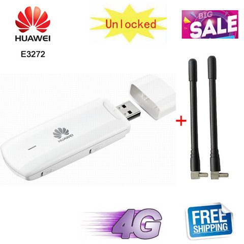 Оригинальный разблокированный LTE FDD 150 Мбит/с, HUAWEI E3272, 4G, LTE, USB модем, мобильный широкополосный ключ, карта ► Фото 1/4