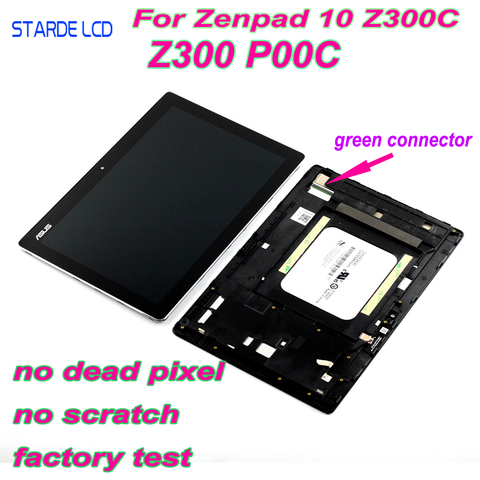 ЖК-дисплей AAA для Asus ZenPad 10 Z300 Z300C Z300CL P00C P023, зеленые разъемы, Z300CNL P01T, ЖК-дисплей, дигитайзер сенсорного экрана, рамка ► Фото 1/6