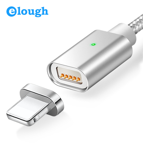 Магнитный зарядный кабель Elough E04 для телефонов iPhone 5, 6, 6s, 7 Plus, быстрая зарядка, макс. 2,4 А, нейлоновое магнитное зарядное устройство, кабели дл... ► Фото 1/6