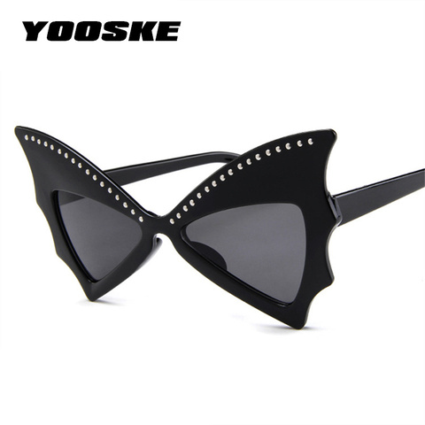 YOOSKE/женские солнцезащитные очки больших размеров с заклепками в форме летучей мыши, острые оттенки, вечерние очки для танцев ► Фото 1/6