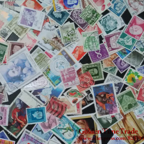 100 шт./лот б/у почтовые марки по всему миру с почтовым знаком для коллекции ► Фото 1/5
