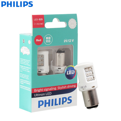 Светодиодные лампы Philips Ultinon светодиодный 25 P21/5W BAY15d 12 В 11499ULRX2, поворотники красного цвета, лампы стоп-сигнал и фотолампы головного света (дво... ► Фото 1/6