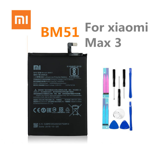 Оригинальный запасной аккумулятор для Xiaomi Mi Max3 Max 3 BM51, оригинальный аккумулятор для телефона 5500 мАч + Инструменты ► Фото 1/3