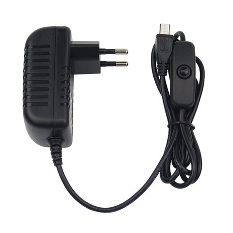 5 В 3 а зарядное устройство, адаптер переменного тока, кабель Micro USB с выключателем питания для Raspberry Pi 3 pi pro Model B + Plus ► Фото 1/6