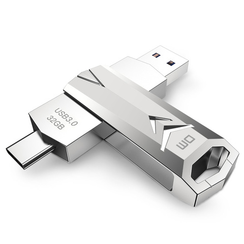 DM PD098 USB3.0 флеш-накопитель для Тип-C OTG металлический флэш-накопитель USB ключа C флэш-диск высокой Скорость на флэшке, бесплатная доставка 128 г п... ► Фото 1/5