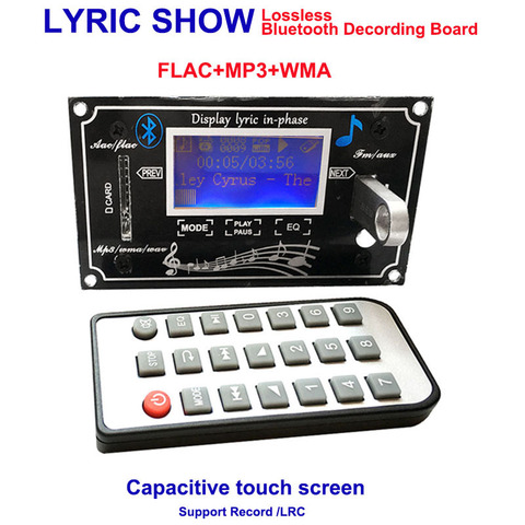 Lyric Show емкостный сенсорный экран ЖК-дисплей Bluetooth MP3 модуль декодирования платы SD/MMC USB FM дистанционный LRC WMA WAV набор декодера ► Фото 1/6