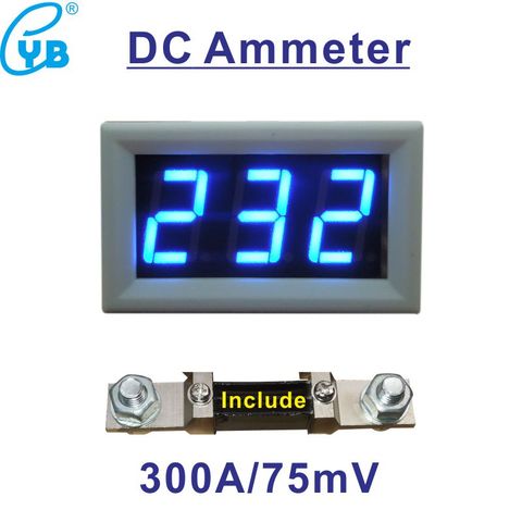 Цифровой амперметр постоянного тока, светодиодный измеритель тока 300A 75mV включает шунтирующий усилитель, панель, Измеритель постоянного тока 0-300A с индикатором тока ► Фото 1/1