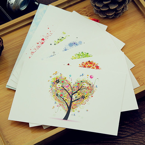 Набор художественных разноцветных открыток с надписью «Love tree», 7 листов ► Фото 1/5
